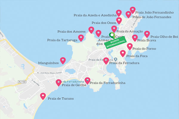 mapa buzios e praias